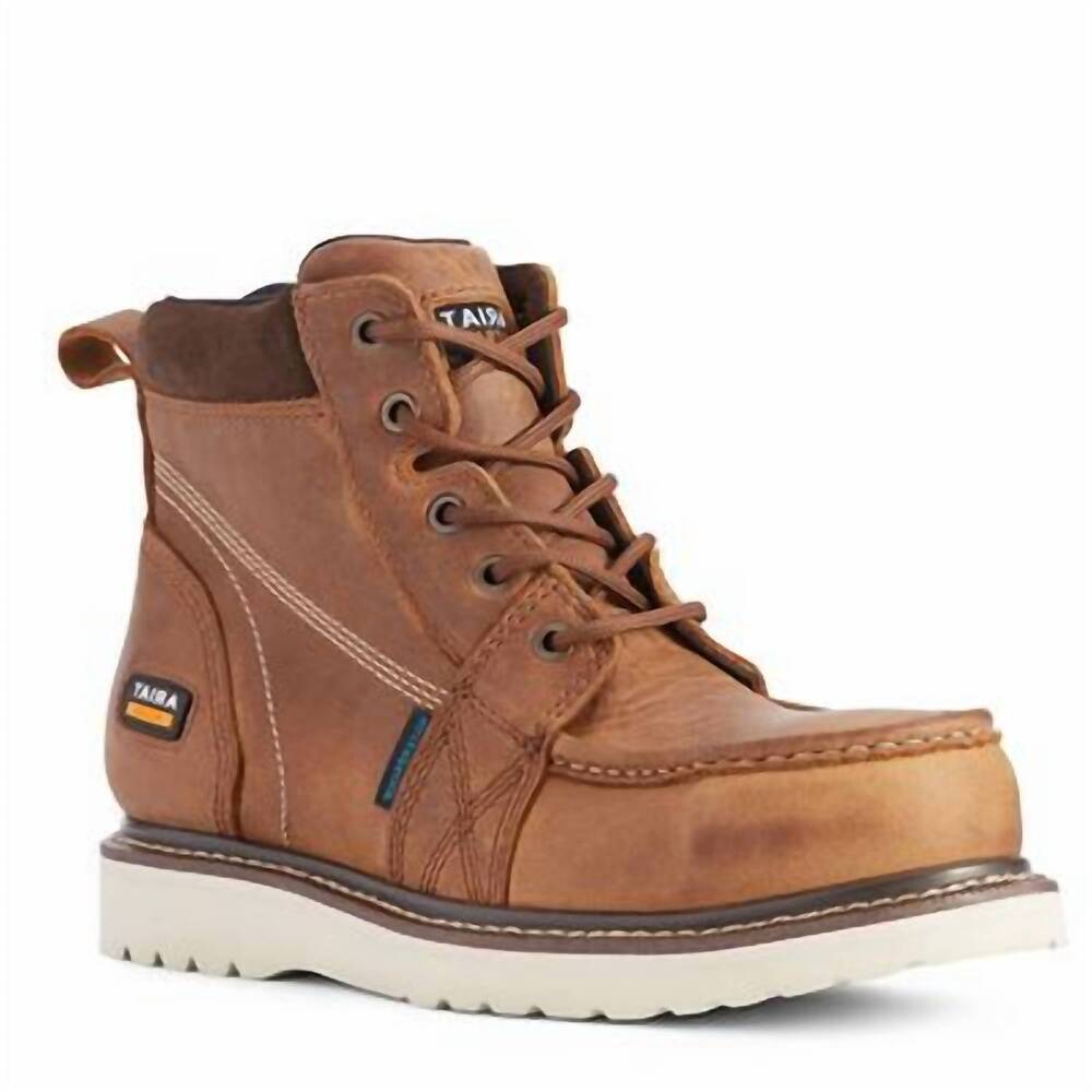 NEW ARIAT women's rebar wedge moc toe h2o boots in brown